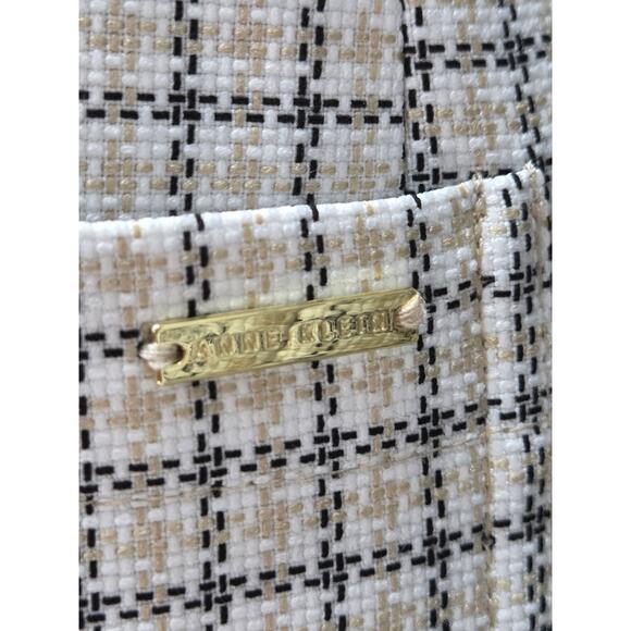 Anne Klein open Front  Blazer White /Natural Plaid 2 Pockets NWOT L - Picture 3 of 7